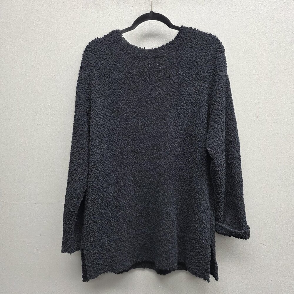 Boucle Sherpa Pullover Sweater Womens XL Charcoal Gray Textured Tunic Cozy - Picture 4 of 10